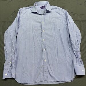 Ralp Lauren Purple Label Men’s Checkered Button Down Shirt Blue/White Size 17